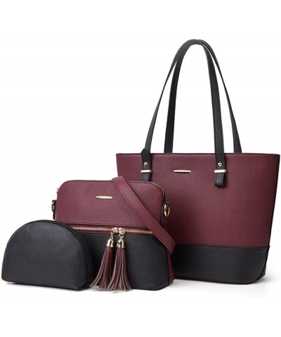 Elegant three-piece shoulder crossbody handbag for women White+violet $30.80 Totes