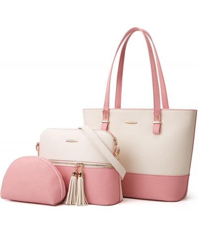 Elegant three-piece shoulder crossbody handbag for women White+violet $30.80 Totes