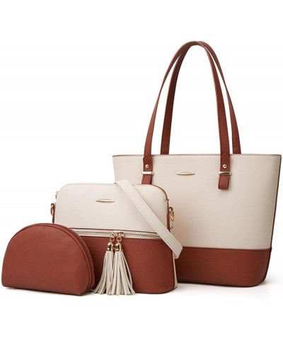 Elegant three-piece shoulder crossbody handbag for women White+violet $30.80 Totes