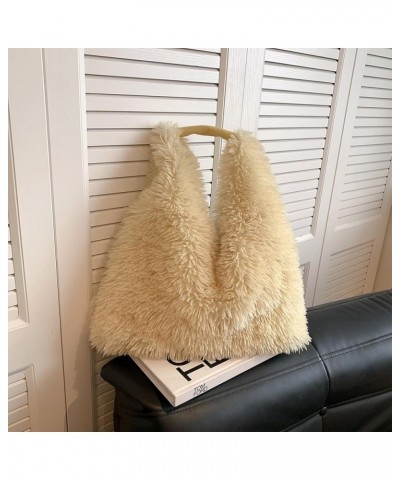 Furry Purse for Women, Faux Fur Bag Y2K Purse Fluffy Tote Bag Fuzzy Handbags Yellow $14.03 Totes