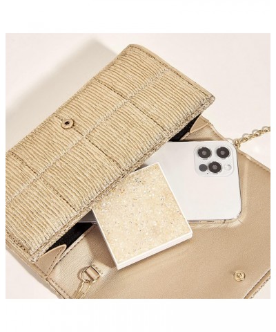 Glitter Quilted Clutch Bag Chain Mini Shoulder Purse for Women, Gold $17.35 Shoulder Bags