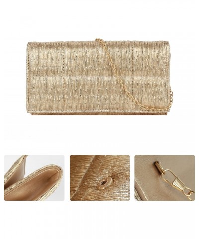 Glitter Quilted Clutch Bag Chain Mini Shoulder Purse for Women, Gold $17.35 Shoulder Bags