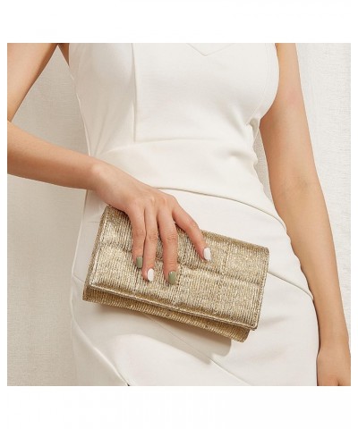 Glitter Quilted Clutch Bag Chain Mini Shoulder Purse for Women, Gold $17.35 Shoulder Bags