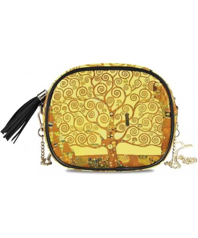 Crossbody Women Shoulder Bag Chain Oil Art Painting Leather Handbags Clutch Flap Bag Ladies (Color : A, Size : 19 * 15 * 9 cm...