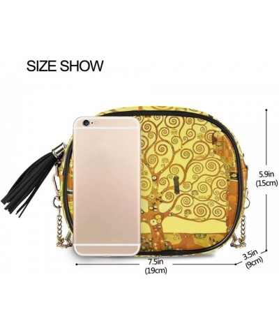 Crossbody Women Shoulder Bag Chain Oil Art Painting Leather Handbags Clutch Flap Bag Ladies (Color : A, Size : 19 * 15 * 9 cm...