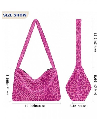 Leopard Purple Single Shoulder Bag, Fur Tote Women Bag Hobo Purse Pink Leopard Pattern $8.40 Hobo Bags