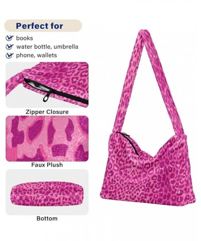 Leopard Purple Single Shoulder Bag, Fur Tote Women Bag Hobo Purse Pink Leopard Pattern $8.40 Hobo Bags