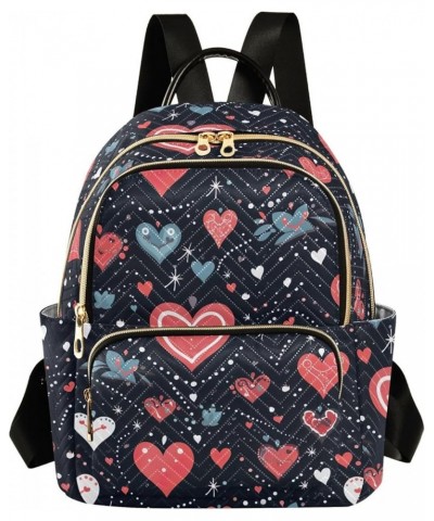 Red Heart Valentine's Day Backpack for Women Fashion Shoulder Bags Small Casual Daypack Travel Bag S 202a4924 S(10.23"x5.11"x...