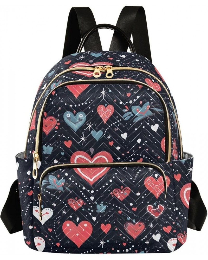 Red Heart Valentine's Day Backpack for Women Fashion Shoulder Bags Small Casual Daypack Travel Bag S 202a4924 S(10.23"x5.11"x...