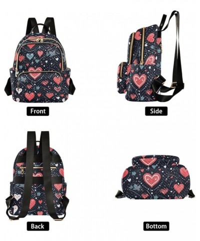 Red Heart Valentine's Day Backpack for Women Fashion Shoulder Bags Small Casual Daypack Travel Bag S 202a4924 S(10.23"x5.11"x...