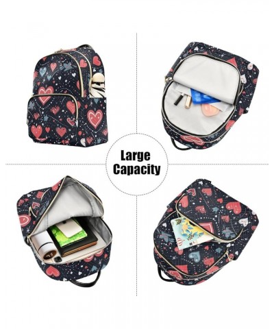 Red Heart Valentine's Day Backpack for Women Fashion Shoulder Bags Small Casual Daypack Travel Bag S 202a4924 S(10.23"x5.11"x...