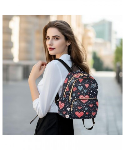 Red Heart Valentine's Day Backpack for Women Fashion Shoulder Bags Small Casual Daypack Travel Bag S 202a4924 S(10.23"x5.11"x...