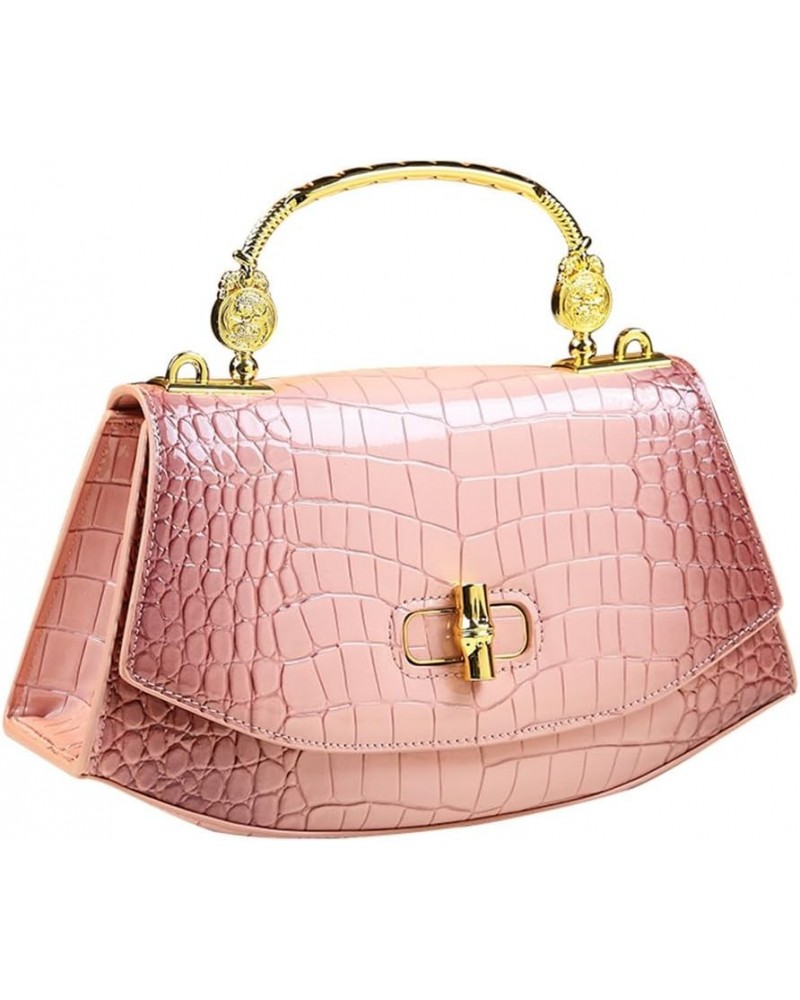 Crocodile Pattern Leather Hobo Bags For Women Metal Top Handle Satchel Handbags Shoulder Crossbody Evening Bag Purses Pink $2...