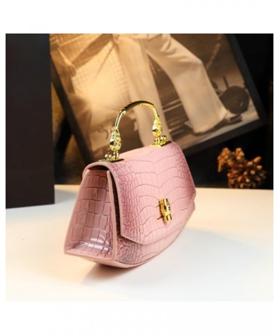 Crocodile Pattern Leather Hobo Bags For Women Metal Top Handle Satchel Handbags Shoulder Crossbody Evening Bag Purses Pink $2...