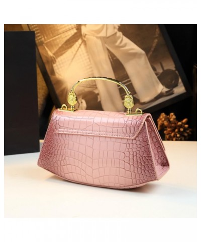 Crocodile Pattern Leather Hobo Bags For Women Metal Top Handle Satchel Handbags Shoulder Crossbody Evening Bag Purses Pink $2...