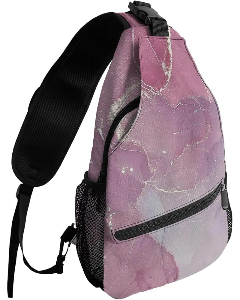 Sling Bag Crossbody Bag for Women Men Blue White Marble Texture Waterproof Hiking Backpack Lightweight Chest Shoulder Bag Day...