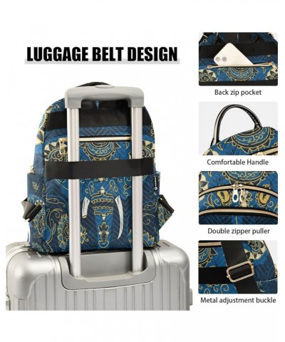 Women Backpack Blue Elephant Anti-Theft Travel Backpack with Luggage Belt Lightweight Handbag Lady Purse Roomy Double Zipper ...