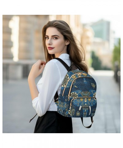 Women Backpack Blue Elephant Anti-Theft Travel Backpack with Luggage Belt Lightweight Handbag Lady Purse Roomy Double Zipper ...