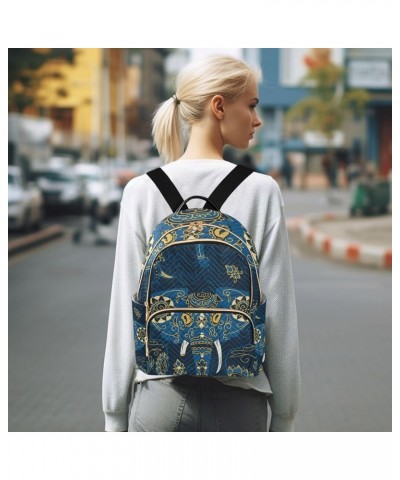 Women Backpack Blue Elephant Anti-Theft Travel Backpack with Luggage Belt Lightweight Handbag Lady Purse Roomy Double Zipper ...