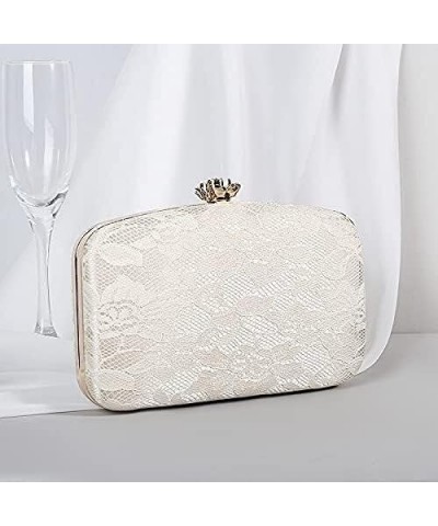 Evening Bag Both Side Sparkly Bag， Women's Clutch Retro Banquet Lace Evening Bag (Color : White) Beige $24.29 Evening Bags