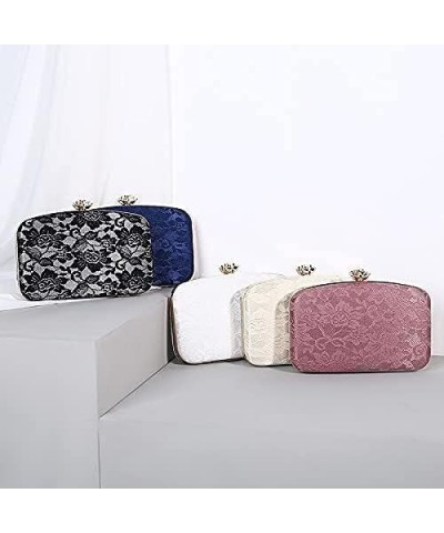 Evening Bag Both Side Sparkly Bag， Women's Clutch Retro Banquet Lace Evening Bag (Color : White) Beige $24.29 Evening Bags