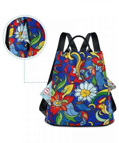 Blue Boho Flower Womens Backpack Purse Anti Theft Travel Shoulder Bag Casual Daypack Backpack for Work Travel Ladies Women $1...