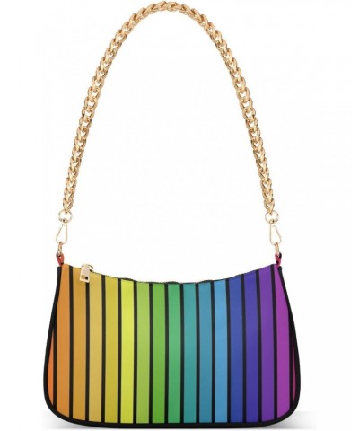 Clutch Shoulder Bags Tote Evening Purse Handbags for Women Hobo Bags Rainbow Color Stripes with Zipper Closure $13.12 Totes