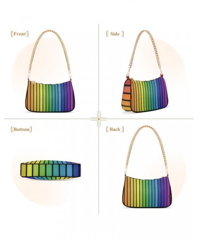 Clutch Shoulder Bags Tote Evening Purse Handbags for Women Hobo Bags Rainbow Color Stripes with Zipper Closure $13.12 Totes