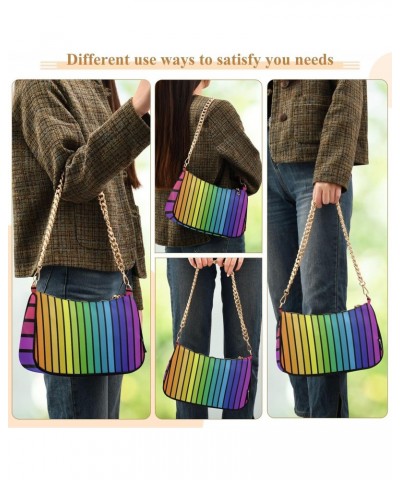 Clutch Shoulder Bags Tote Evening Purse Handbags for Women Hobo Bags Rainbow Color Stripes with Zipper Closure $13.12 Totes