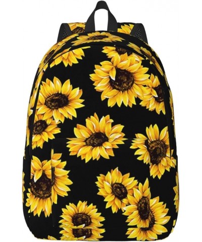 Sunflower Print Unisex Canvas Backpack Cute Backpack For Travel Sports Casual Aesthetic Backpack Black Small $24.65 Backpacks