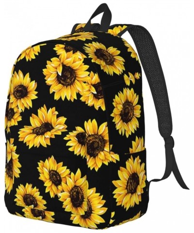 Sunflower Print Unisex Canvas Backpack Cute Backpack For Travel Sports Casual Aesthetic Backpack Black Small $24.65 Backpacks