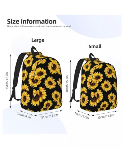 Sunflower Print Unisex Canvas Backpack Cute Backpack For Travel Sports Casual Aesthetic Backpack Black Small $24.65 Backpacks