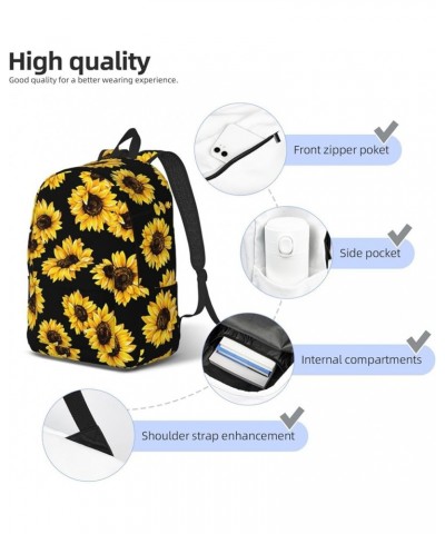 Sunflower Print Unisex Canvas Backpack Cute Backpack For Travel Sports Casual Aesthetic Backpack Black Small $24.65 Backpacks