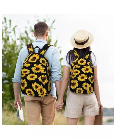 Sunflower Print Unisex Canvas Backpack Cute Backpack For Travel Sports Casual Aesthetic Backpack Black Small $24.65 Backpacks