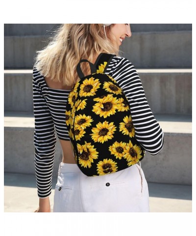 Sunflower Print Unisex Canvas Backpack Cute Backpack For Travel Sports Casual Aesthetic Backpack Black Small $24.65 Backpacks