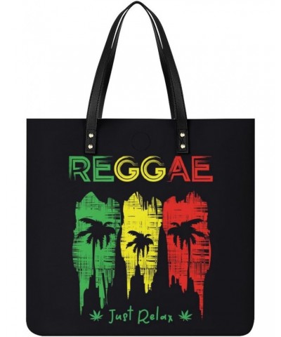 Reggae Music Tote Bags PU Leather Shoulder Bag Purses Work Tote Handbags for Women Men $18.30 Totes