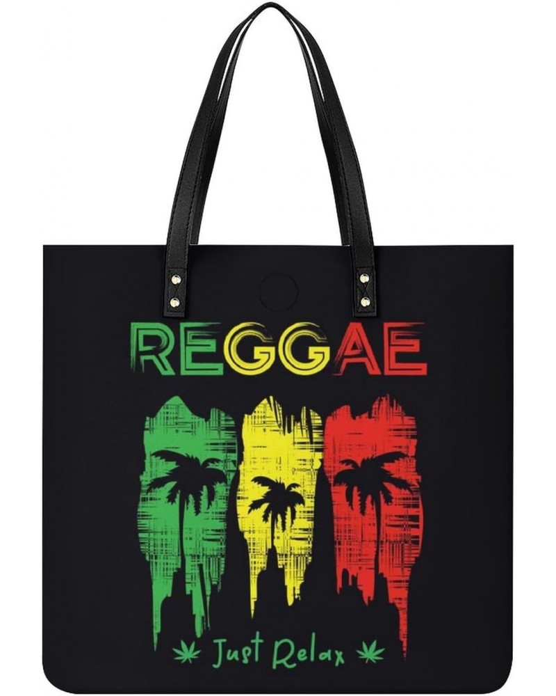 Reggae Music Tote Bags PU Leather Shoulder Bag Purses Work Tote Handbags for Women Men $18.30 Totes