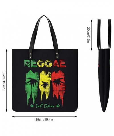 Reggae Music Tote Bags PU Leather Shoulder Bag Purses Work Tote Handbags for Women Men $18.30 Totes