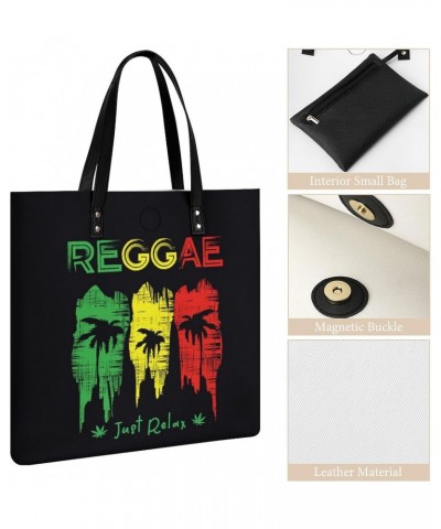 Reggae Music Tote Bags PU Leather Shoulder Bag Purses Work Tote Handbags for Women Men $18.30 Totes