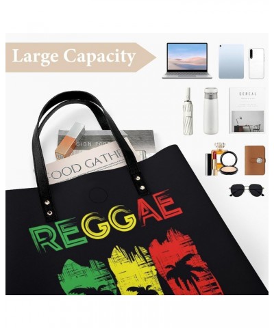 Reggae Music Tote Bags PU Leather Shoulder Bag Purses Work Tote Handbags for Women Men $18.30 Totes