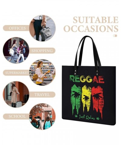 Reggae Music Tote Bags PU Leather Shoulder Bag Purses Work Tote Handbags for Women Men $18.30 Totes