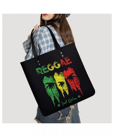 Reggae Music Tote Bags PU Leather Shoulder Bag Purses Work Tote Handbags for Women Men $18.30 Totes