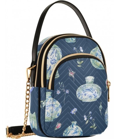 Blue Porcelain Chinese Vase Design Crossbody Bags Shoulder Bag for Women Stylish Ladies Messenger Bags Cell Phone Purse and H...