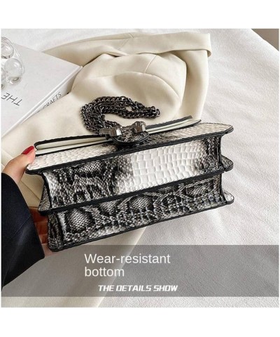 Women's Snake Leather Crossbody Shoulder Bag - Crossbody Chain Clutch Small Square Shoulder Bag Baise $42.39 Totes