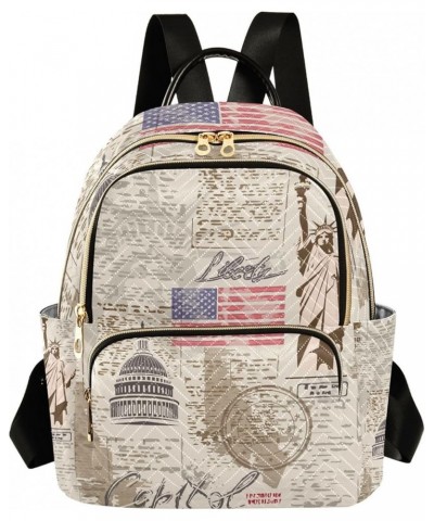 Women Backpack Stars Stripes American Stamp Anti-Theft Travel Backpack with Luggage Belt Lightweight Handbag Lady Purse Roomy...