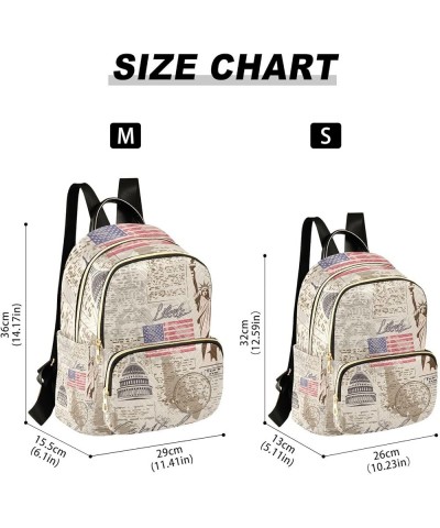 Women Backpack Stars Stripes American Stamp Anti-Theft Travel Backpack with Luggage Belt Lightweight Handbag Lady Purse Roomy...