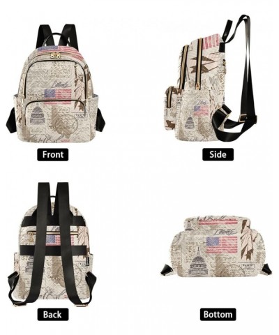 Women Backpack Stars Stripes American Stamp Anti-Theft Travel Backpack with Luggage Belt Lightweight Handbag Lady Purse Roomy...