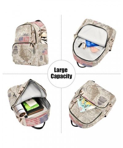 Women Backpack Stars Stripes American Stamp Anti-Theft Travel Backpack with Luggage Belt Lightweight Handbag Lady Purse Roomy...