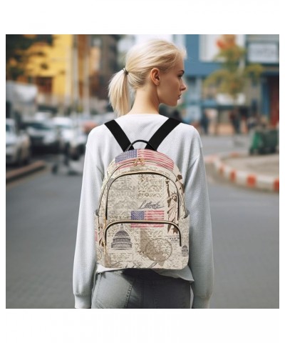 Women Backpack Stars Stripes American Stamp Anti-Theft Travel Backpack with Luggage Belt Lightweight Handbag Lady Purse Roomy...