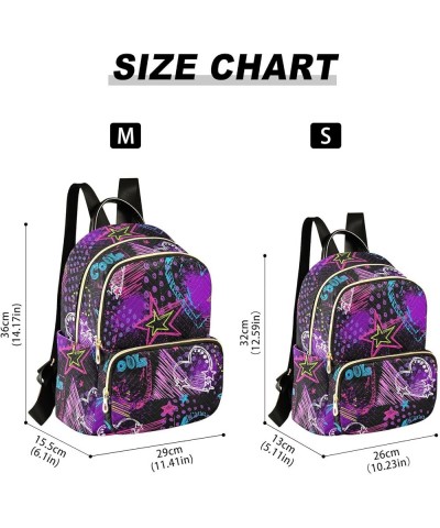 Abstract Hearts Triangles Stars Sprays Grunge Neon Women Backpack Purse Shoulder Bag Color Small $18.80 Backpacks